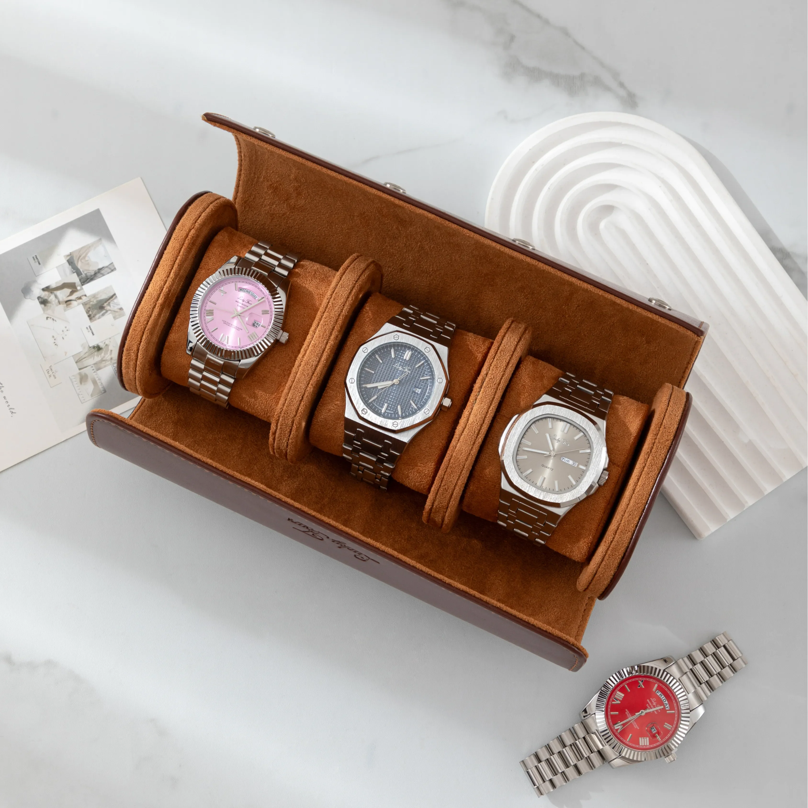 Premium Leather Watch Roll - Image 15